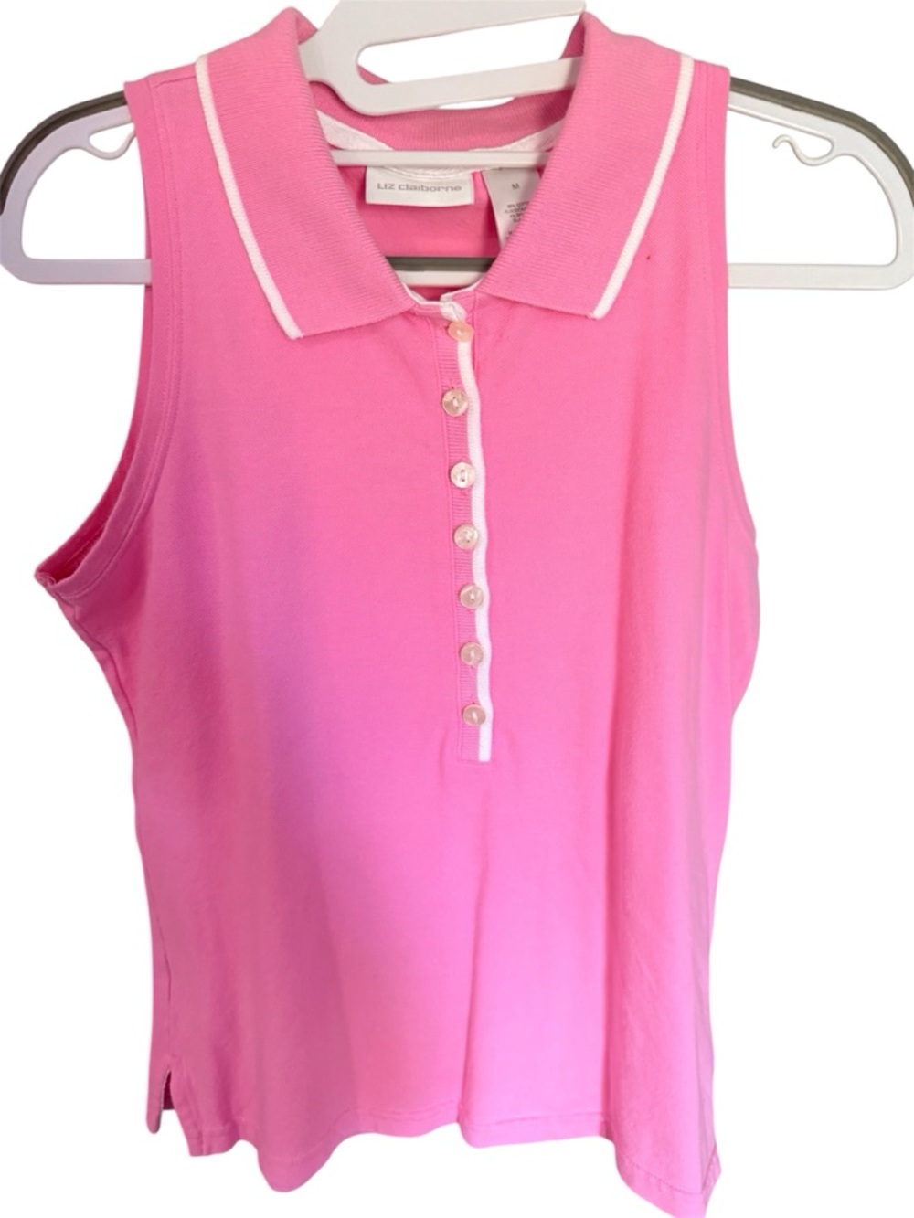 Liz Claiborne Pink Sleeveless Polo Tank Top Sz. M GUC